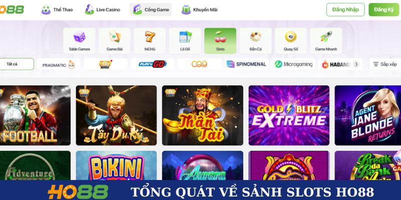 Tổng quát về sảnh slots Ho88